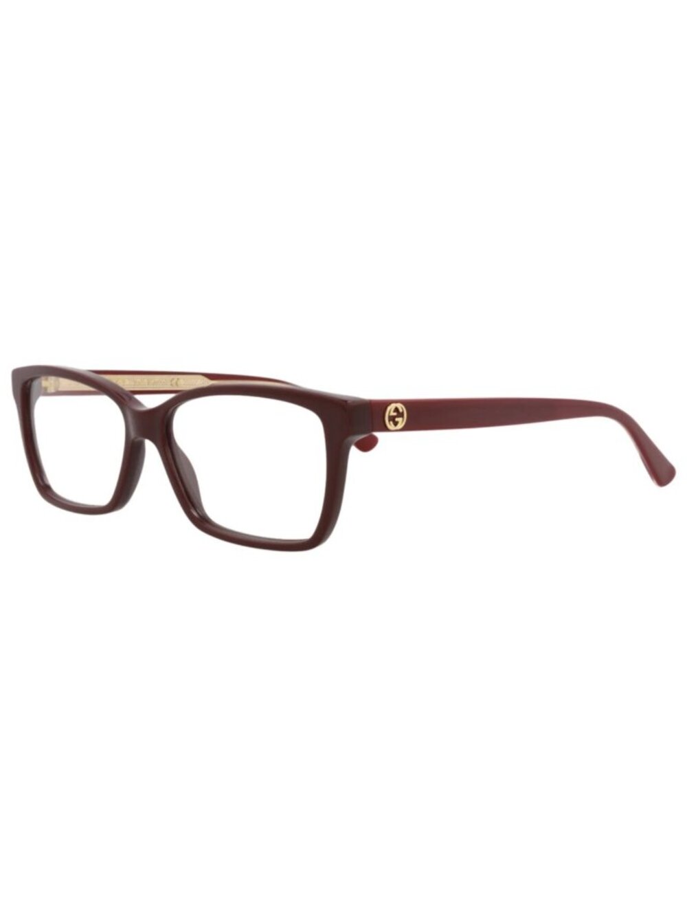 New Gucci Women's Eyeglasses Square Rectangle Acetate Frame Burgundy Burgundy